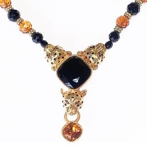 Vintage RJ Graziano Runway Statement Leopard Panther  Necklace